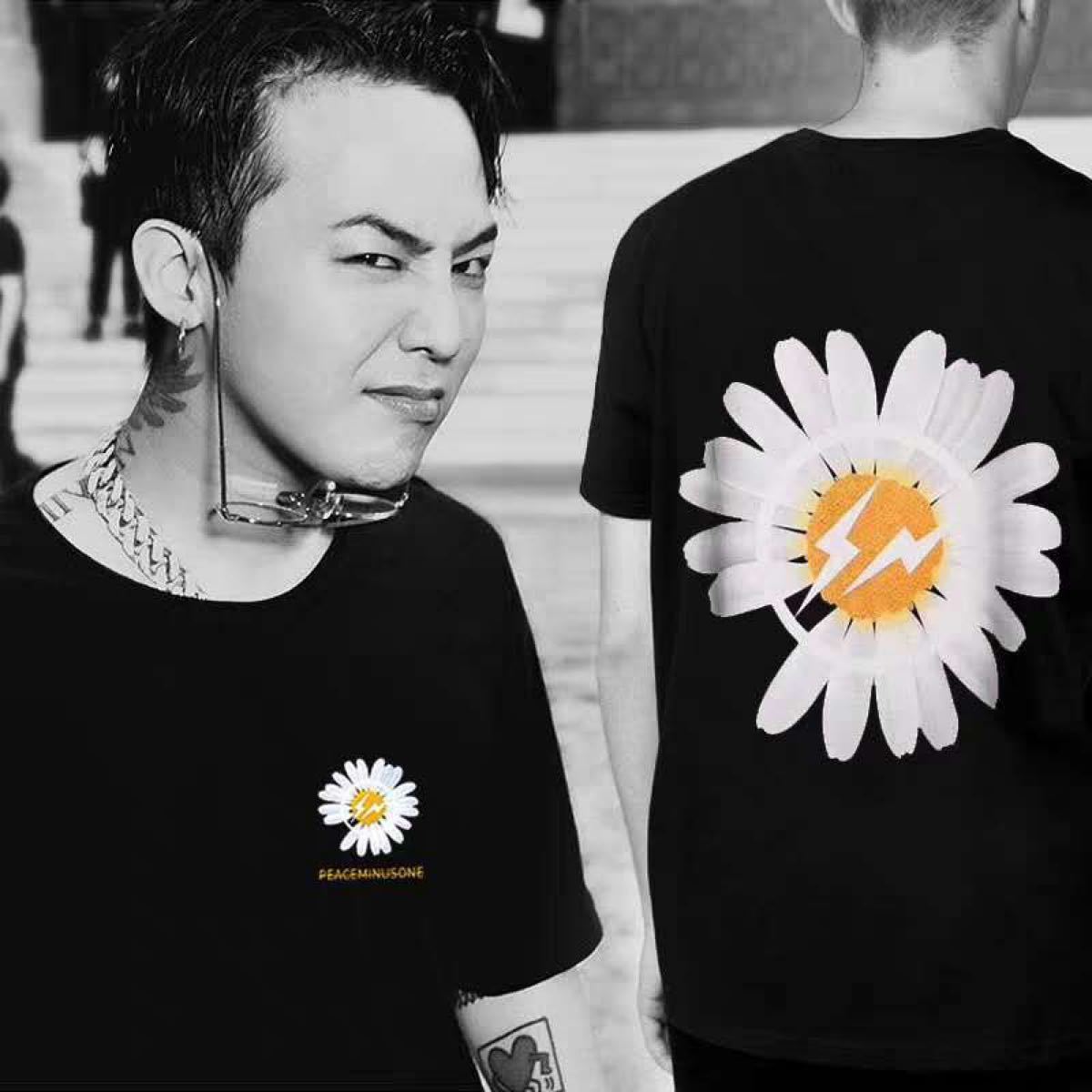 オーバーサイズ 韓国ストリート Tシャツ バックロゴ デイジー プリント G-DRAGON BIGBANG｜PayPayフリマ