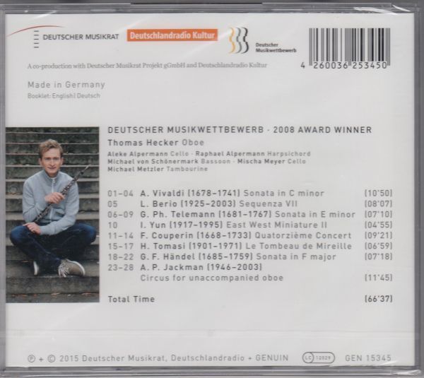 [CD/Genuin]ヴィヴァルディ:オーボエ・ソナタ第2番他/T.ヘッカー(ob)&R.アルパーマン(cemb)他 2014.3_画像2