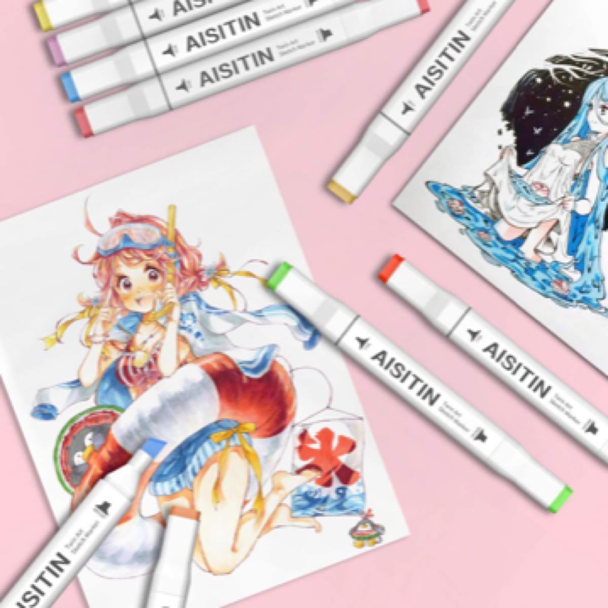 Paypayフリマ マーカーペン 80色 イラストマーカー 固形水彩セット付き Paypayフリマ マーカーペン 80色 イラストマーカー 固形水彩セット付き