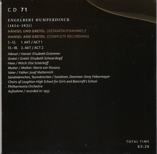 [2CD/Membran]フンパーディンク:歌劇「ヘンゼルとグレーテル」全曲/E.グリュンマー&E.シュヴァルツコプ他&H.v.カラヤン&PO 1953_画像2