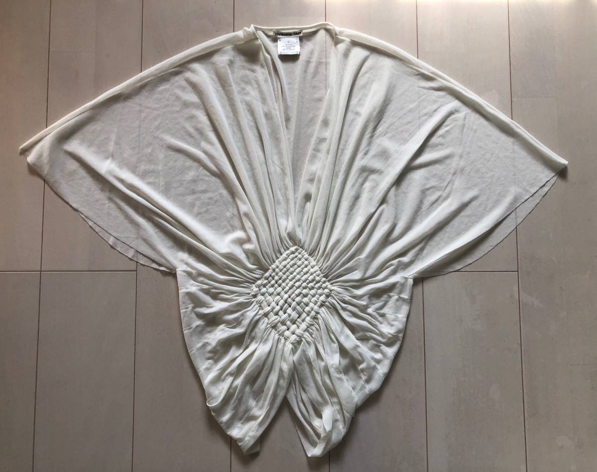 割引発見 美品 VIVIENNETAM ヴィヴィアンタム 日本製 ドレープが美しい ネット トップス 0 オフホワイト drapes tops mesh beautiful ☆ Off-white with