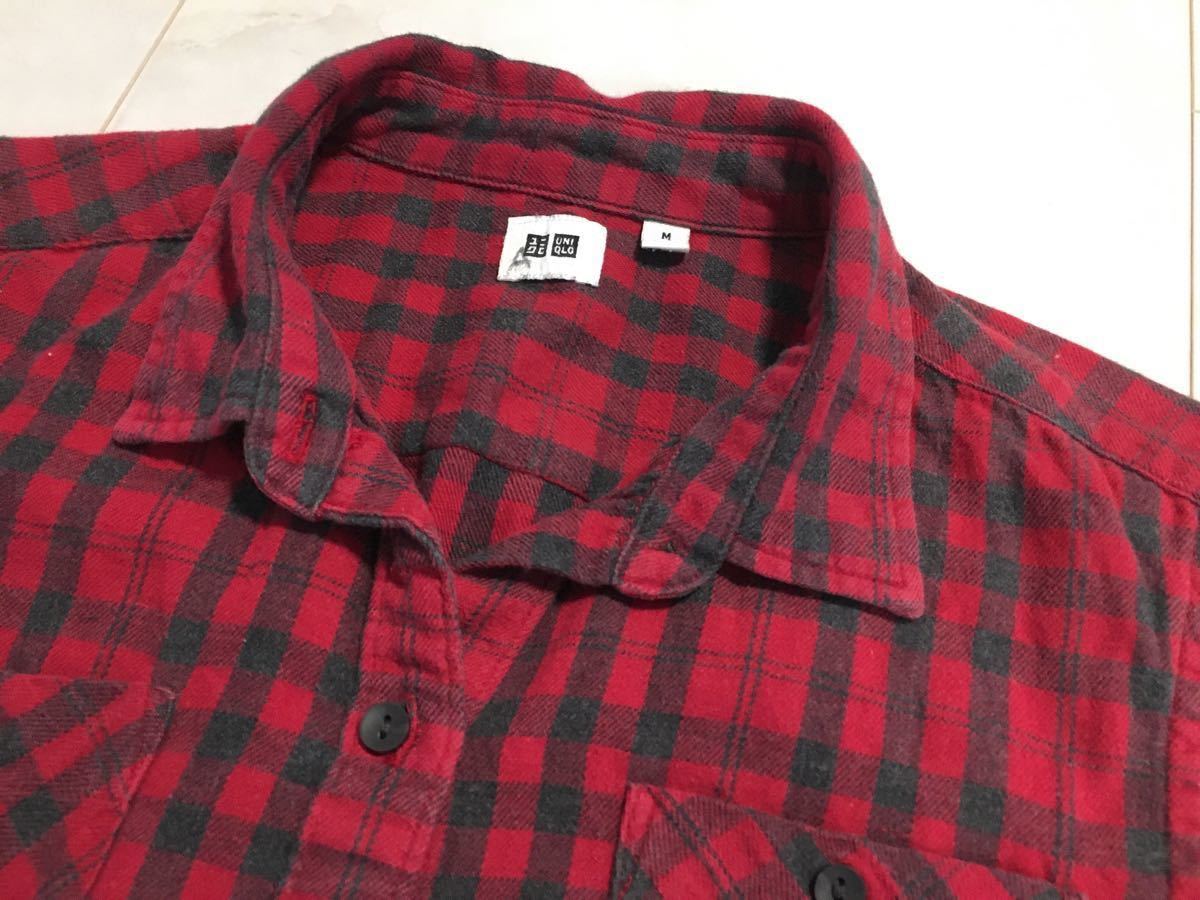 【チェックシャツ2枚　まとめ買い】　赤 長袖シャツ チェック柄
