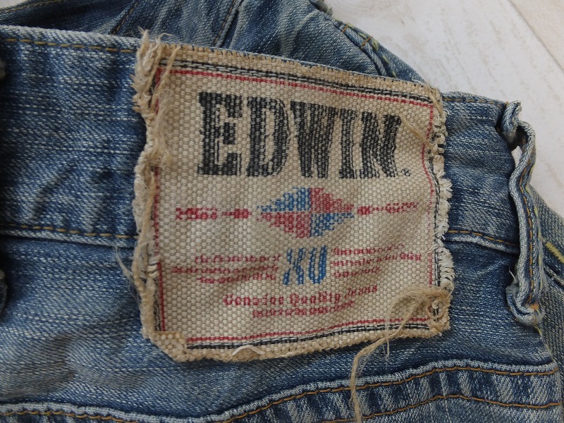 〈レターパック発送〉EDWIN XV エドウィン メンズ 革フラップポケット デニムジーンズハーフパンツ 28 紺_画像2