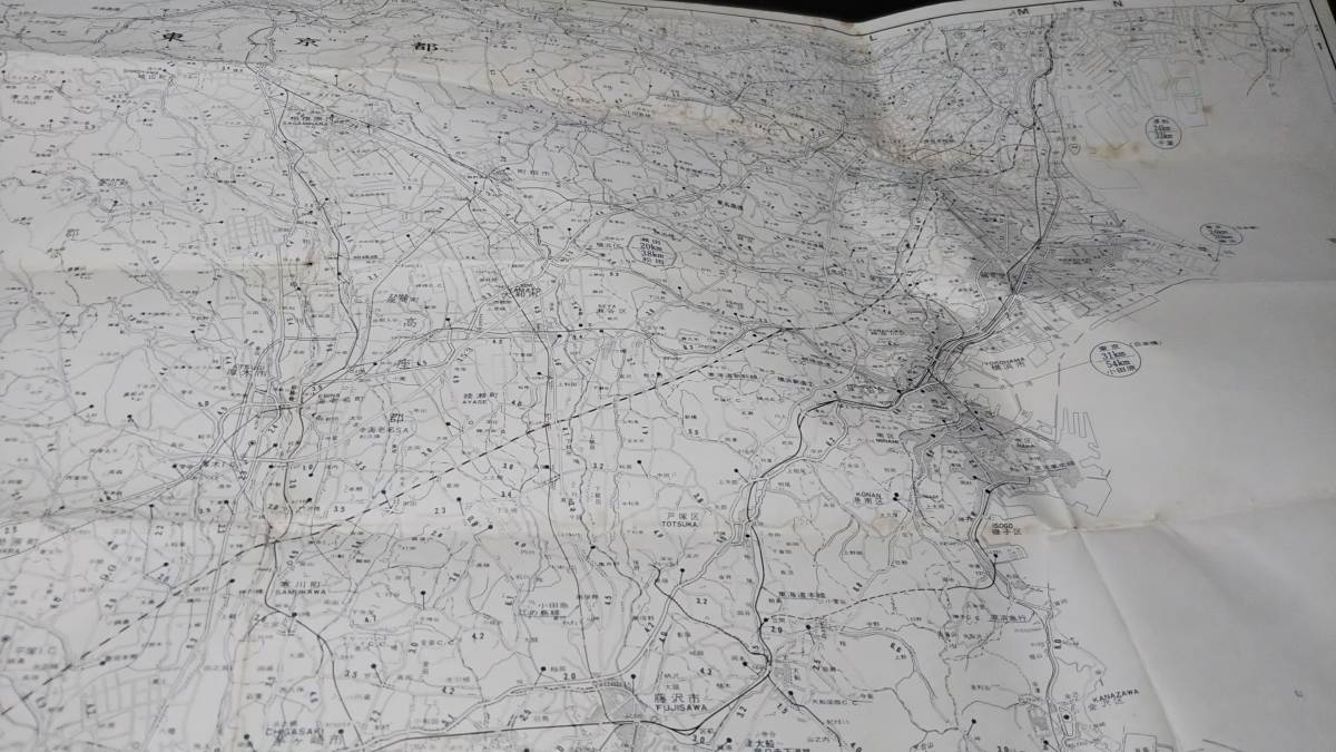 　古地図 　神奈川県道路地図　地図　資料　92×62　両面　昭和45年発行　ヨゴレ_画像9