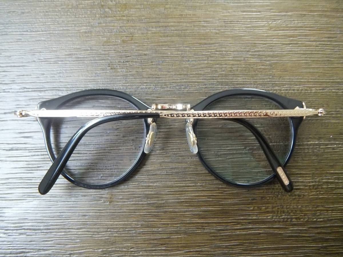 伊達メガネ 全完備 美品 名作 OLIVER PEOPLES オリバーピープルズ OP505 OV5184 BK ブラック × ゴールド 彫刻