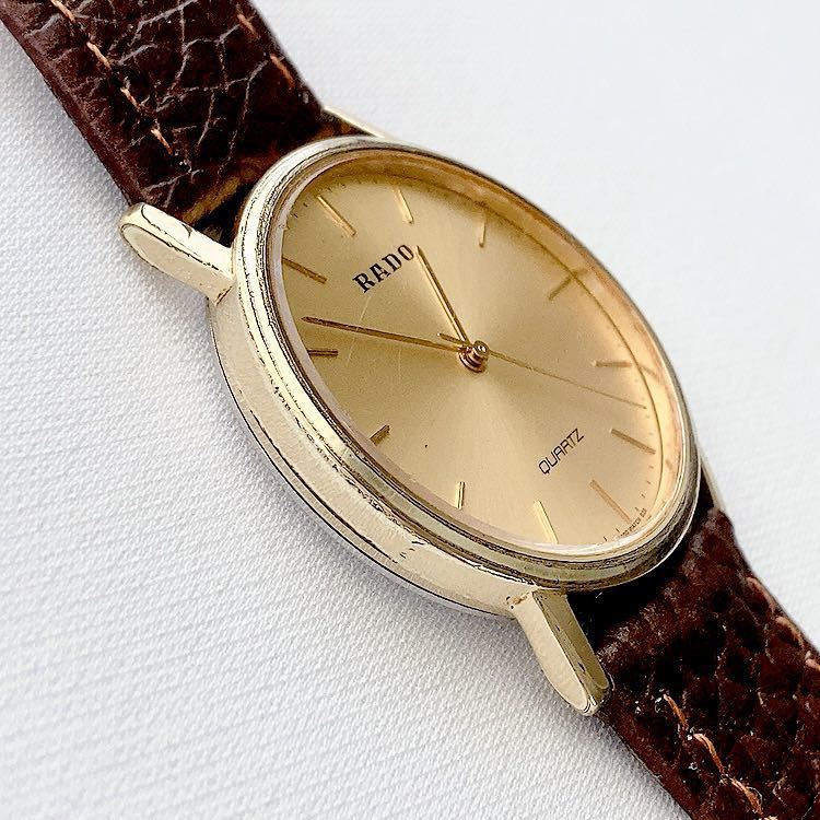 RADO ラドー メンズクォーツ腕時計 稼動品 茶色ベルト未使用 geocoach