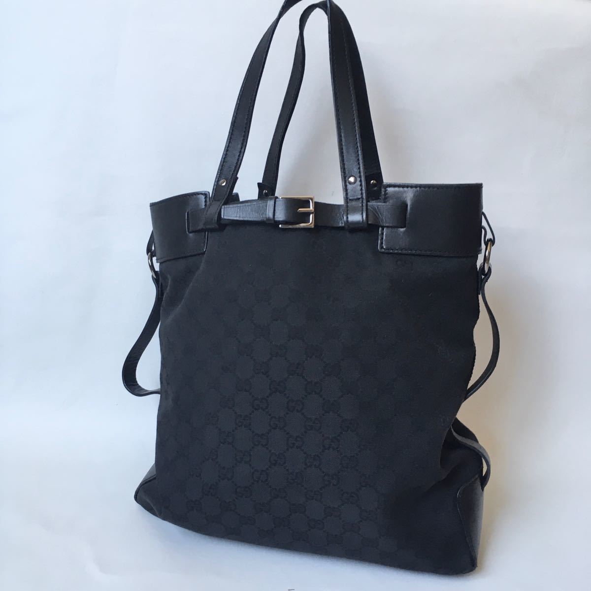 GUCCI グッチ キャンバス トートバッグ gg ブラック ハンドバッグ ...