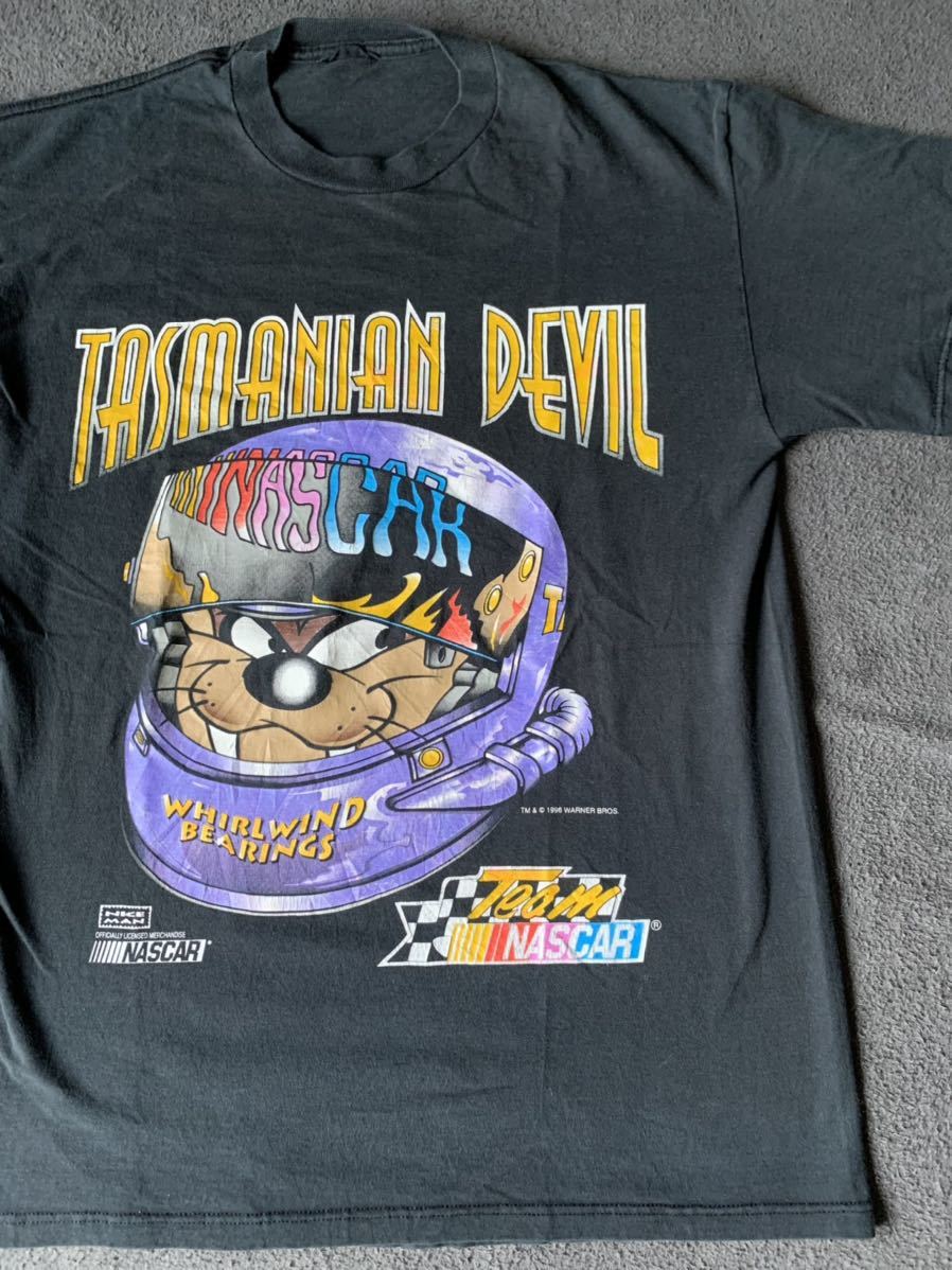 90s looney tunes ビンテージ Tシャツ NASCAR NICEMAN ダズマニアンデビル vintage ルーニーチューンズ_画像1