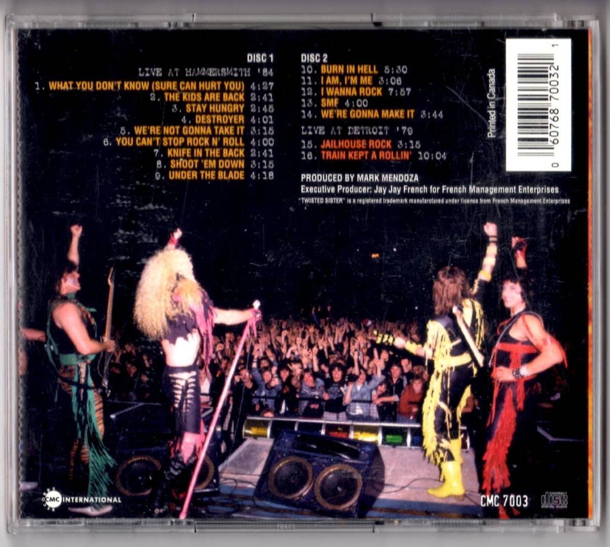 Used CD 輸入盤 トゥイステッド・シスター Twisted Sister『ライブ・アット・ハマースミス』- Live at Hammersmith '84+'79(1994年)2枚組。