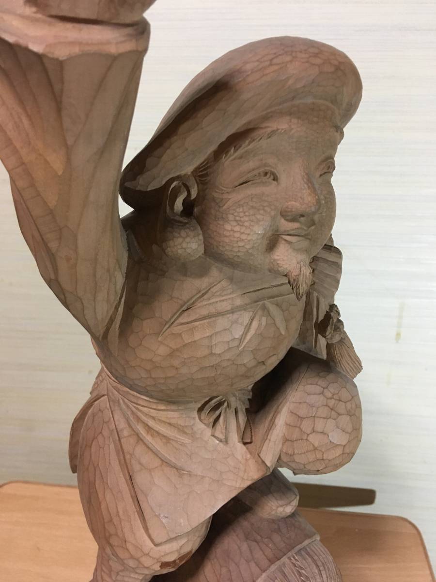 石橋古鈴 古鈴刀 木彫 【大黒天】 七福神 置物 45.4cm