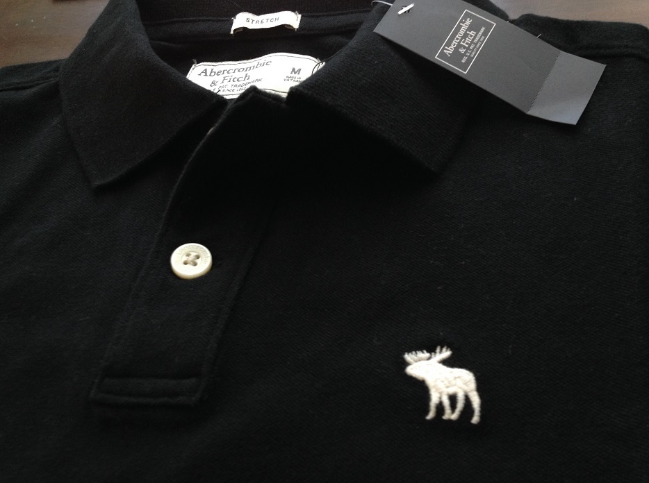 【既決USA】アバクロ ★ Abercrombie@完売胸元刺繍【Moose】ロゴ入半袖ポロシャツ【Abercrombie Men's Stretch Logo Polo】 黒 @S_画像9