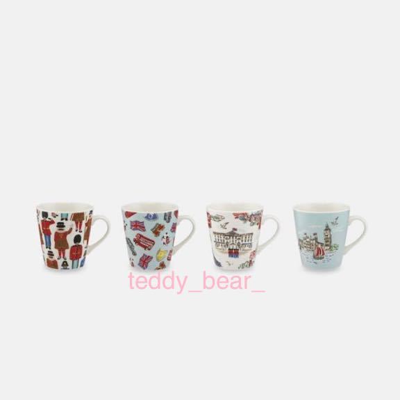 送料無料　レア　新品　Cath Kidston キャスキッドソン　スタンレーマグ　４個セット　ロンドンタウン　箱入り