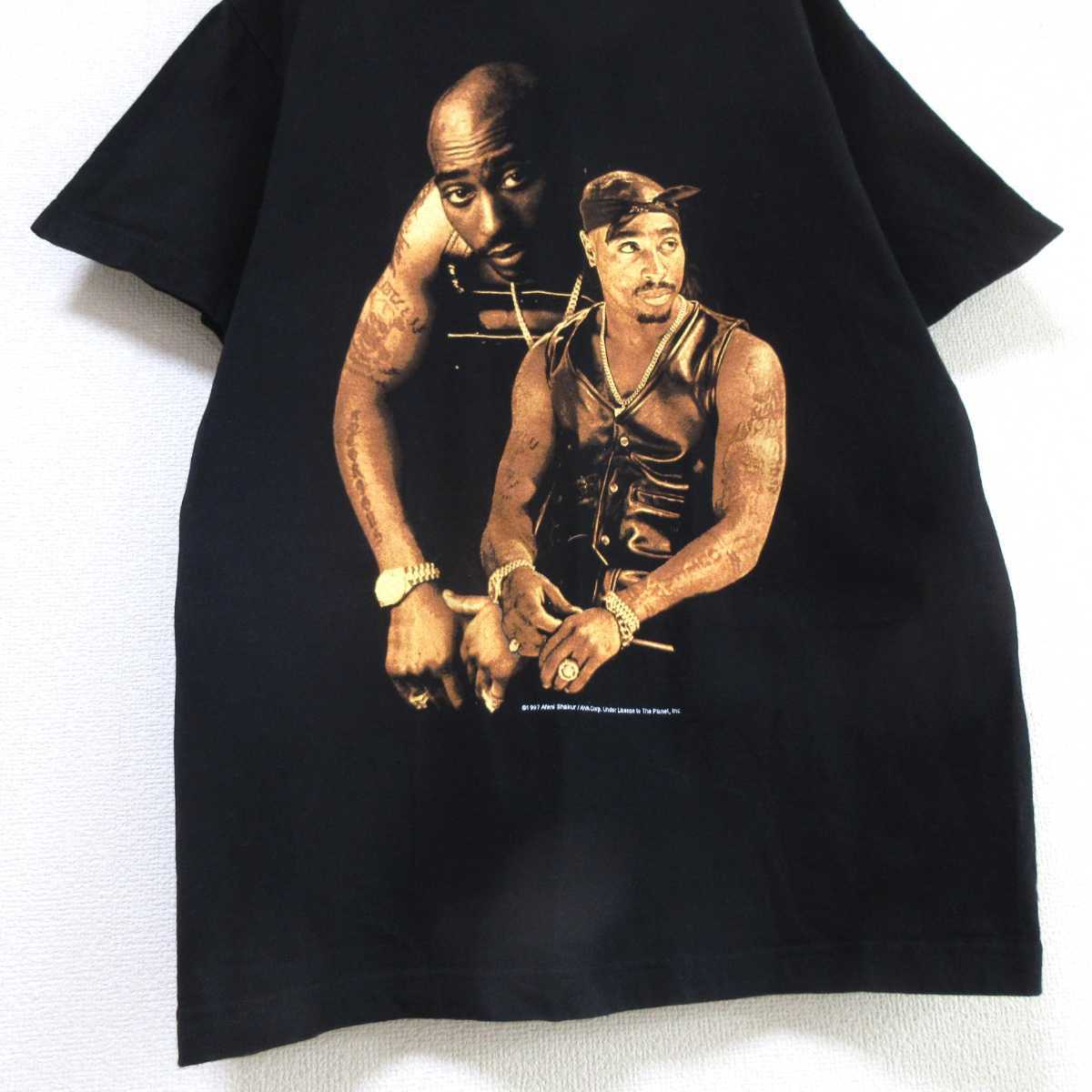 HYLAND メンズL 黒 ブラック 半袖Tシャツ 2PAC TUPAC トゥパック ラッパー バンT ラップT アメリカ 年 ビンテージ  古着 超希少 レア/C8