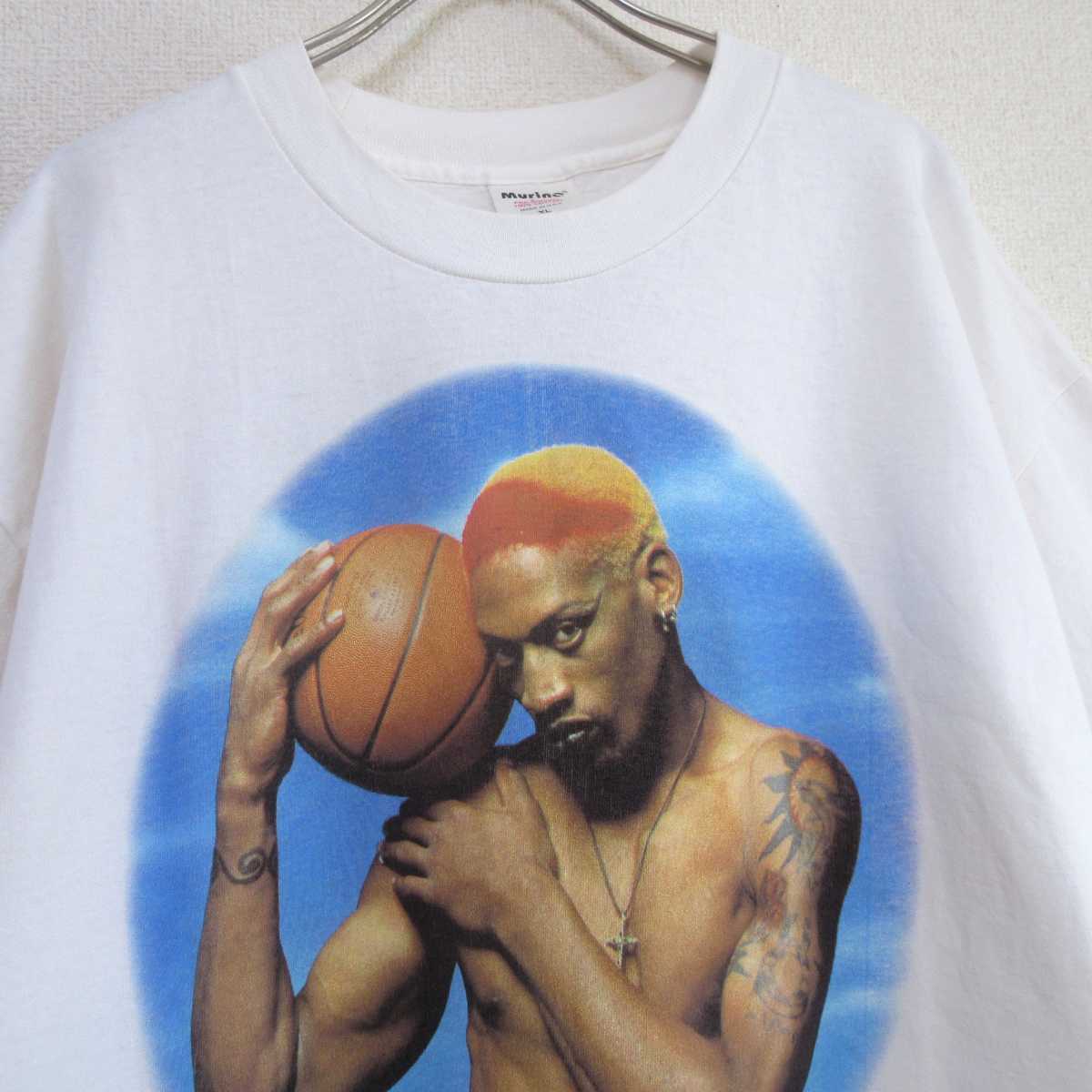 Murina USA製 メンズXL 白 半袖Tシャツ デニス キース ロッドマン DENNIS RODMAN 1996年 90s ビンテージ 古着  NBA バスケットボール /K4