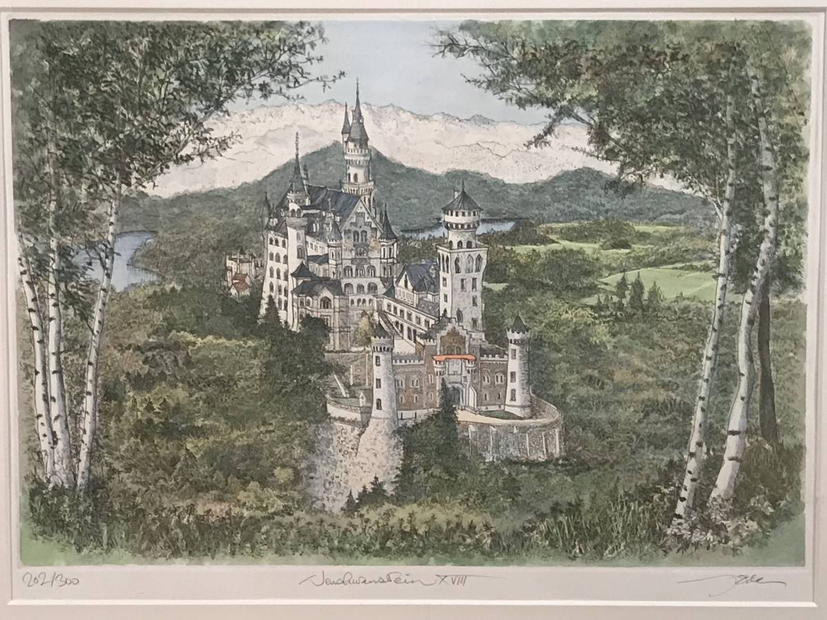 織田義郎 「ノイシュバンシュタイン城ⅩⅧ」 銅版画+手彩色 織田義郎 「ノイシュバンシュタイン城ⅩⅧ」 銅版画+手彩色
