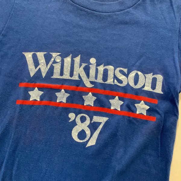 希少 良品 80‘s USA製 sportswear 企業系 willkinson ウィルキンソン ビンテージ スポーツウェア tシャツ XL ブルー ヴィンテージt_画像3