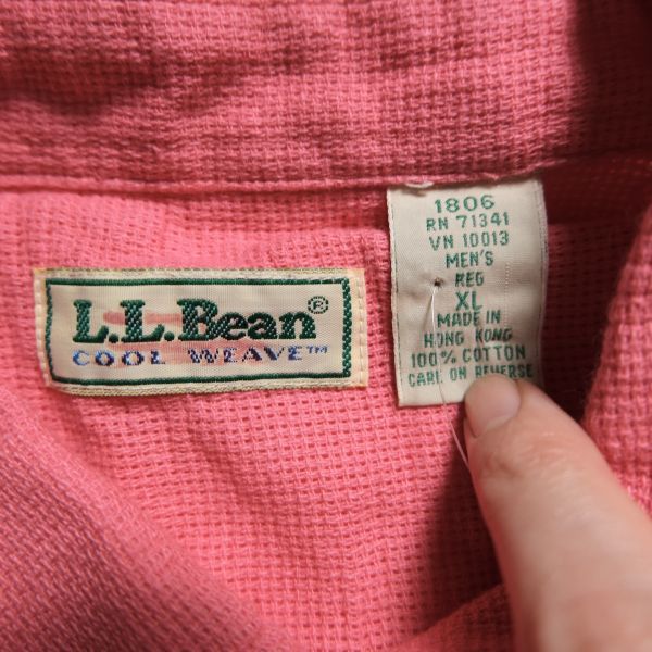 デッドストック 90's L.L.Bean LLビーン コットン 半袖シャツ (XL) ピンク系 90年代 旧タグ オールド Cool Wave Shirtsの画像8
