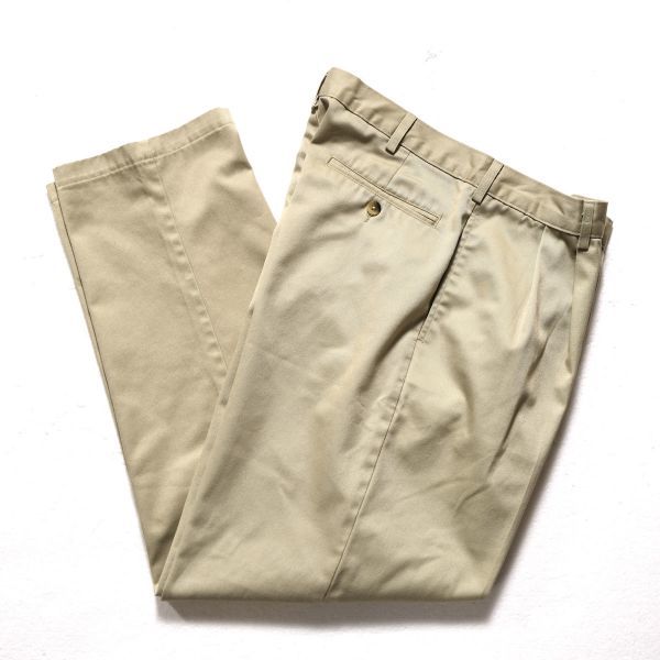 ★日本の職人技★ カーキ系 コットンツイルパンツ 2タック LLBEAN LLビーン 90's USA製 (33x32) アメリカ製 旧タグ 90年代 男性用 ★日本の職人技★ カーキ系 コットンツイルパンツ 2タック LLBEAN LLビーン 90's USA製 (33x32) アメリカ製 旧タグ 90年代 男性用