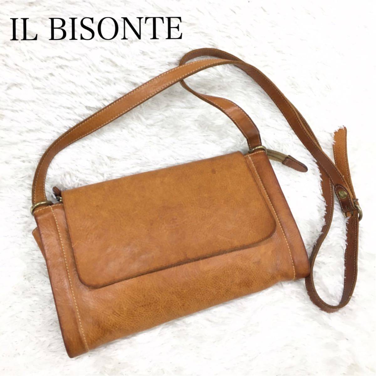 IL BISONTE イルビゾンテ ショルダーバッグ 本革 レザー イタリア製 茶色