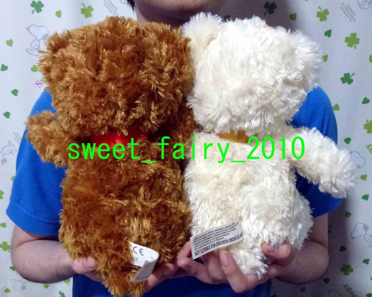  bear * BIG! pretty bear soft toy / 2 kind / tea color / white bear / rose boa / pretty / ribbon / outside fixed form postage 510 jpy!