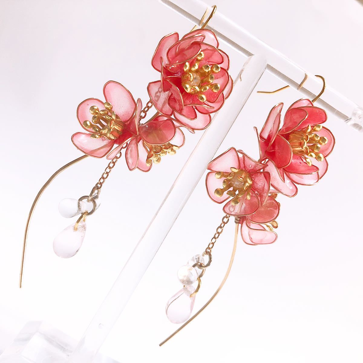 714》 紫陽花 ディップアートのフラワーピアス or イヤリング