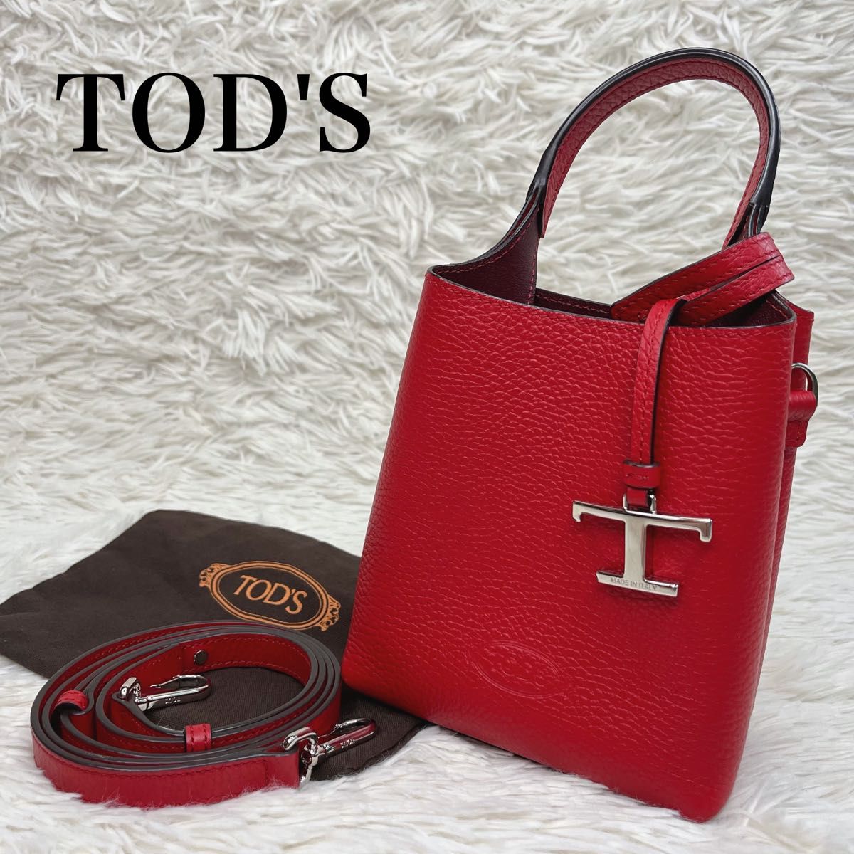 【最終価格極美品】 TOD'S 2way ハンドバッグ 肩掛け 本革 極美品 TOD'S トッズ Tタイムレス レザー バッグ マイクロ 2way｜Yahoo