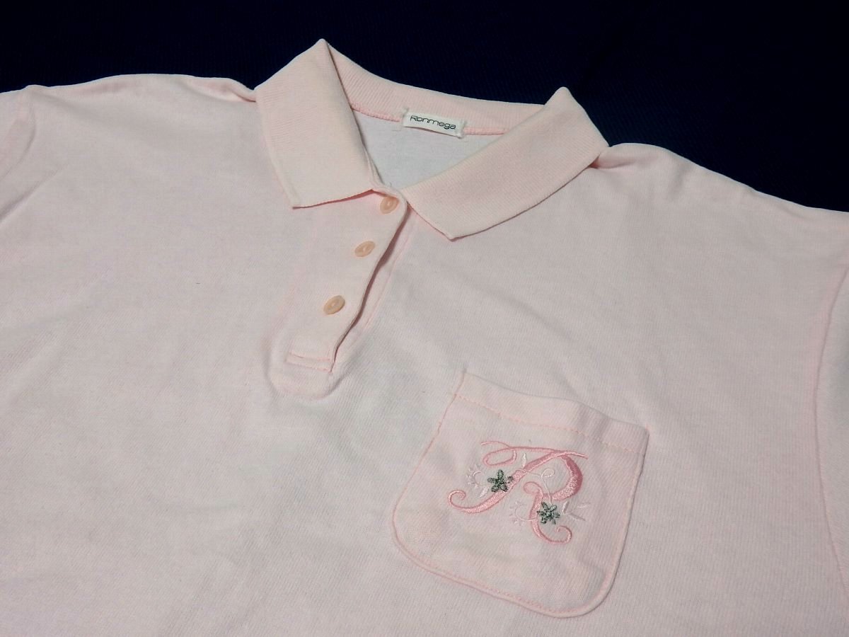 【Ronmega】日本製・ピンク系・半袖・ポロシャツ・Mサイズ! _画像3