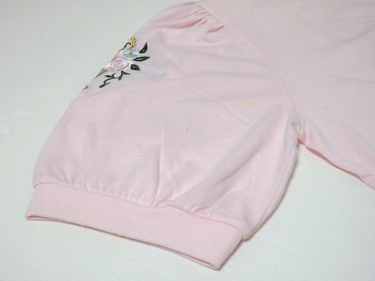 【Amie de Femme?】ピンク系に花籠刺繍付き・半袖・肩パット付きカットソー! _画像6