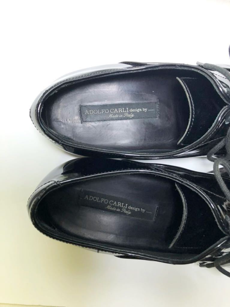 即決 ADOLFO CARLI アドルフォカーリー　定価30.000円相当　24.5cm 6 メンズ レザーシューズ ブラック 黒　革靴 ドレスシューズ_画像8