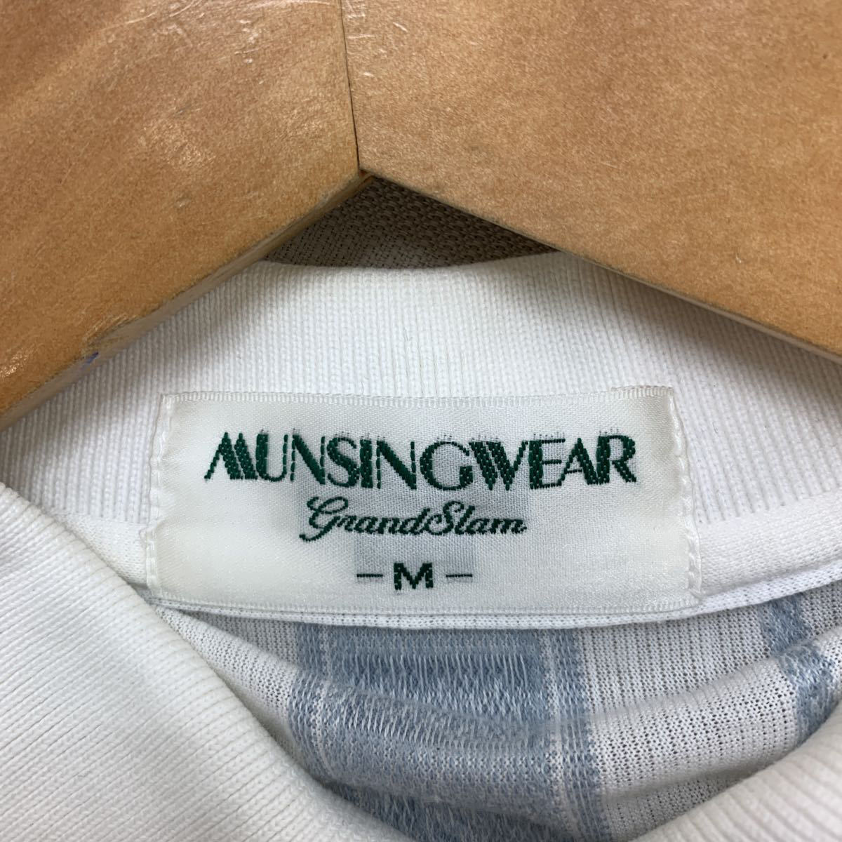  Munsingwear wear MUNSING WEAR short sleeves shirt Golf shirt M size casual thin beautiful . adult . item! white group #BD89