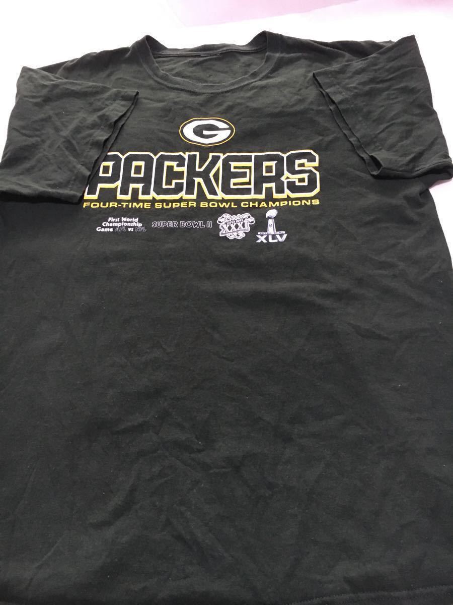 NFLグリーンベイパッカーズ Ｔシャツ 綿素材 着丈65.身幅54.袖丈25cm 半袖Tシャツ アメフト