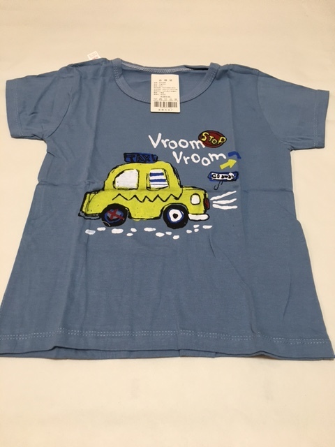  new goods free shipping Kids for short sleeves short pants pyjamas child clothes top and bottom set blue car 110/70