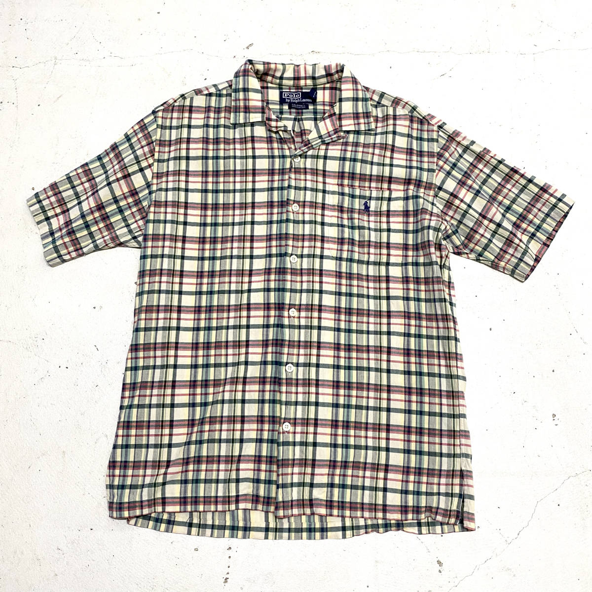 90s POLO Ralph Lauren CALDWELL オープンカラー チェックシャツ 半袖 ...
