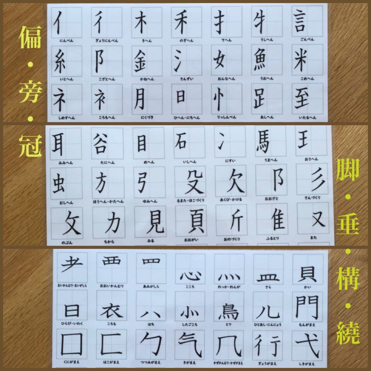 Paypayフリマ 漢字の偏や旁 練習表 Paypayフリマ 漢字の偏や旁 練習表