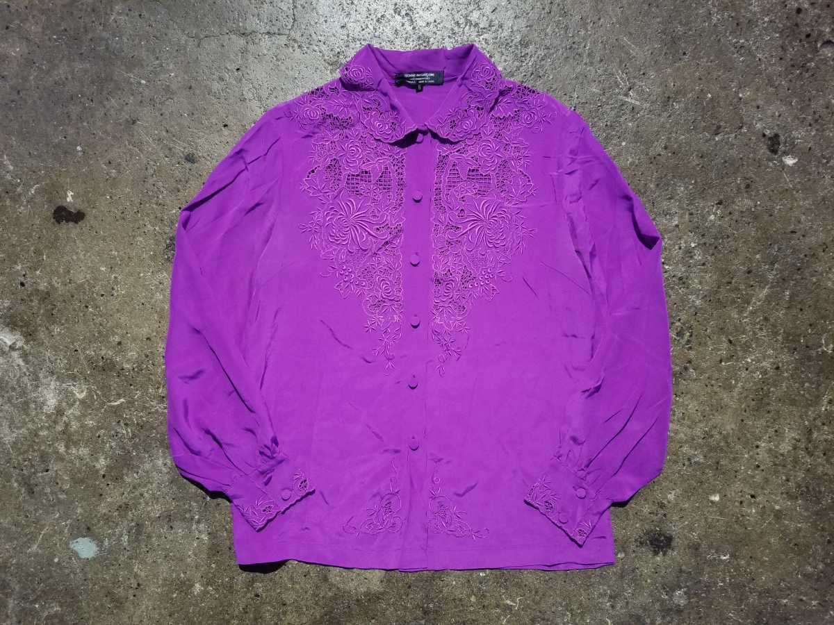 COMME des GARCONS 青山SP 80s HAND EMBROIDERY SILK SHIRT MADE IN CHINA 1980s コムデギャルソン 手刺繍 花柄 シルク 中国製 vintage