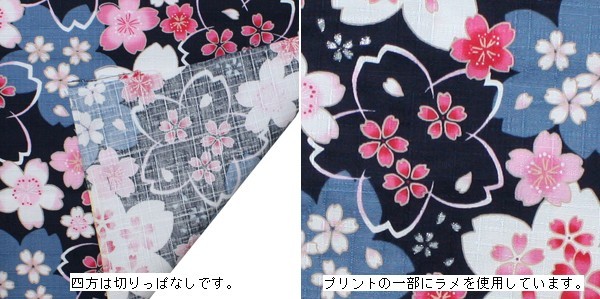 o festival supplies /.... print hand .. Sakura lame 216 navy blue 