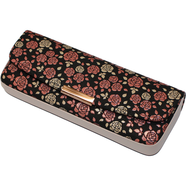  seal . small articles seal . shop Uehara . 7 INDEN-YA...No.8407 glasses case made in Japan deer leather rose rose black ground pink white lacquer 