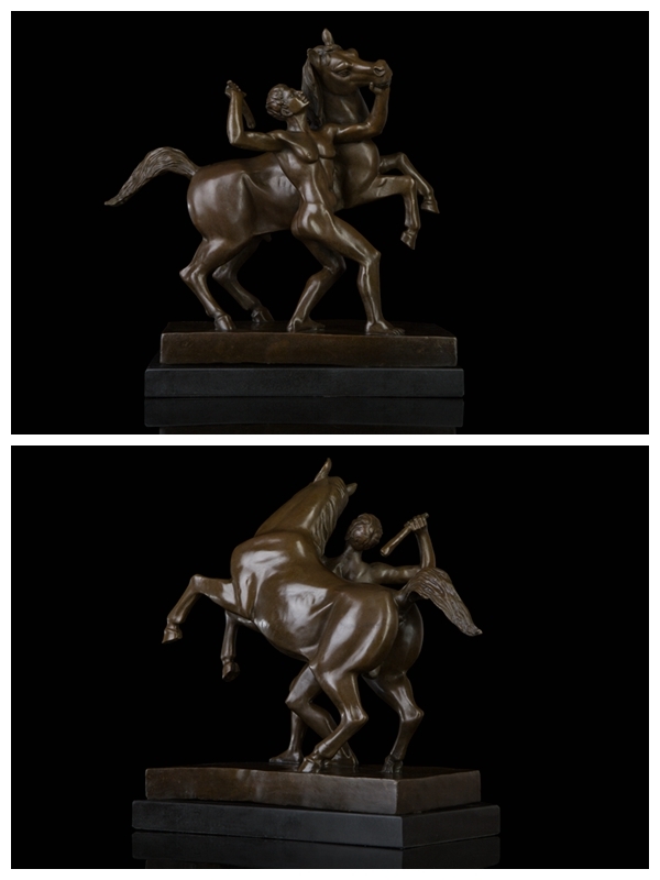 キャンペーン 大人気ブロンズ像 馬に乗る家族 インテリア 彫刻 銅像