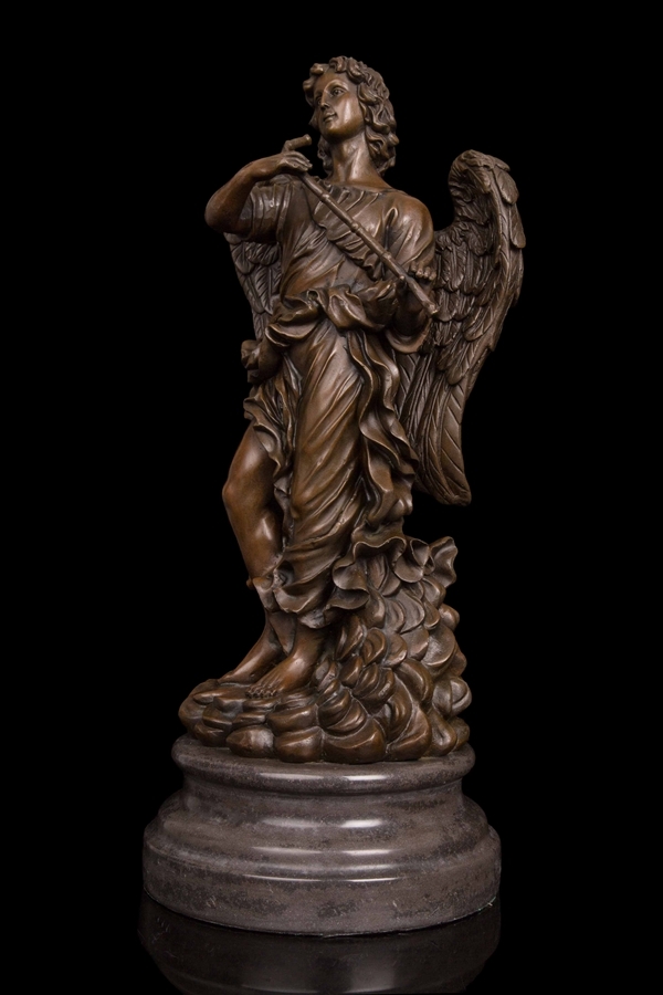 【永楽】 超大型ブロンズ像天使　49cm 13キロ インテリア彫刻銅像ギリシャ神話_画像2