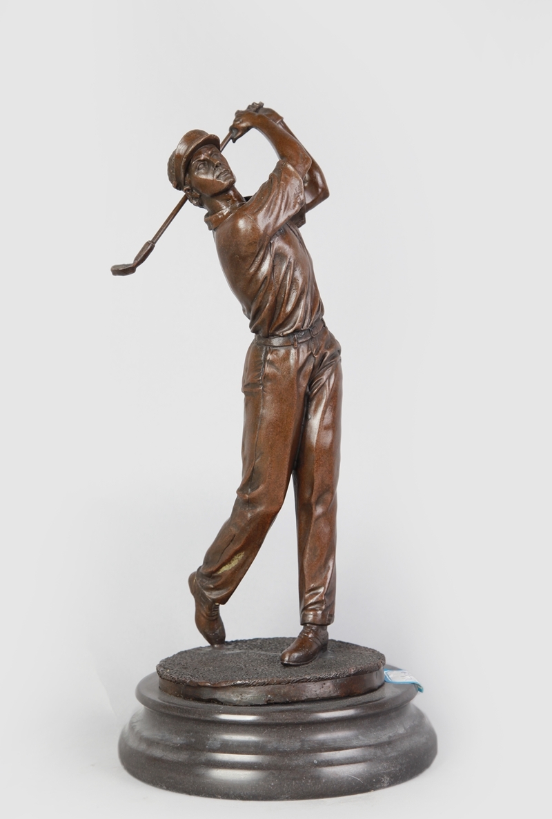 【永楽】大人気ブロンズ像　ゴルフ男子　インテリア　彫刻　銅像