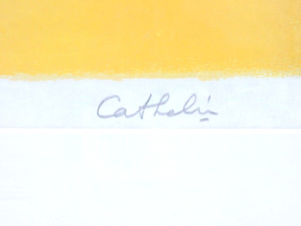 ベルナール・カトラン/「黄色いテーブルの上のインドバラとアジサイ」/リトグラフ/EA 版/花瓶/額装品/直筆サイン入り/作家物/美術品_画像7