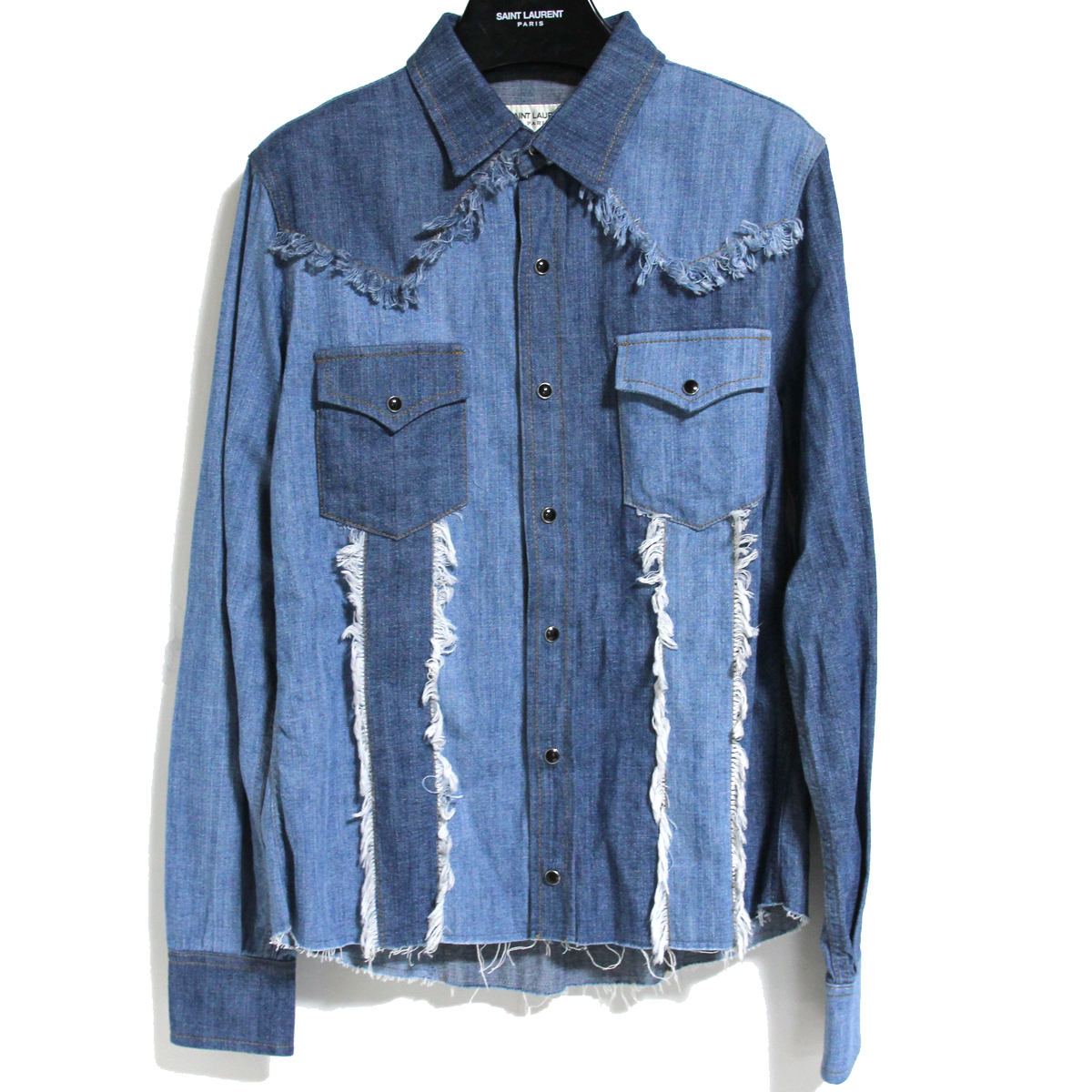 19SS サンローラン ウエスタン デニム シャツ XS ブルー Saint Laurent