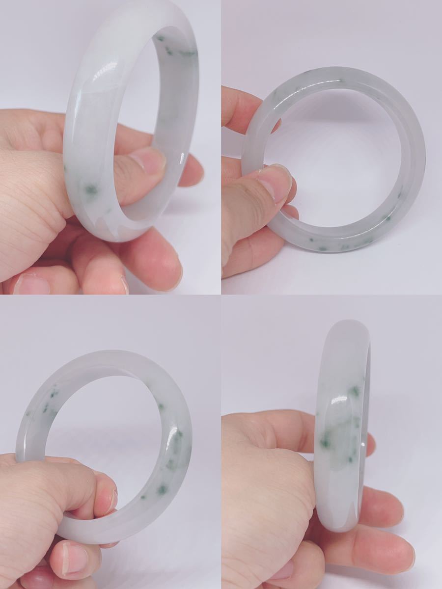 本翡翠 ミャンマー 漂花 氷糯種 ヒスイ バングル 内径60.7mm 重さ74.1g