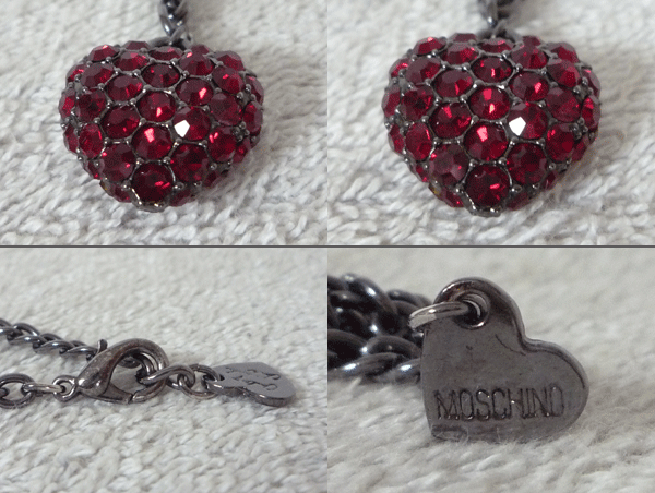  хорошая вещь Moschino MOSCHINO BIJOUX металл материалы стразы оттенок серебра красный черный в форме сердечка колье 