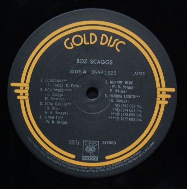 Boz Scaggs - Gold Disc ボズ・スキャッグス - ゴールド・ディスク 26AP 1325 国内盤 LP_画像4