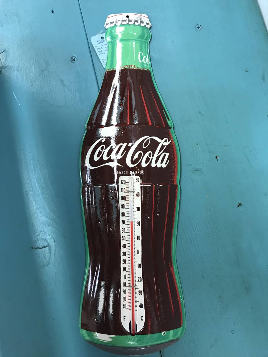 ヴィンテージ☆70s コカコーラ 温度計付 ティンサイン☆看板、企業物
