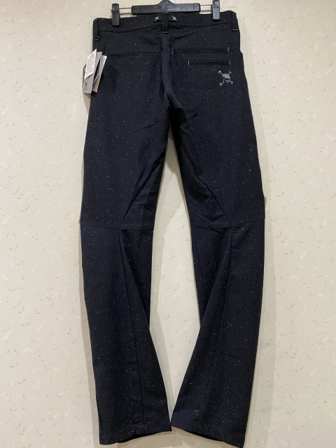 ※OAKLEY オークリー スカル刺繍 スポーツパンツ ストレッチ ゴルフクロップドパンツ ブラックグレー 32 BJBA.G