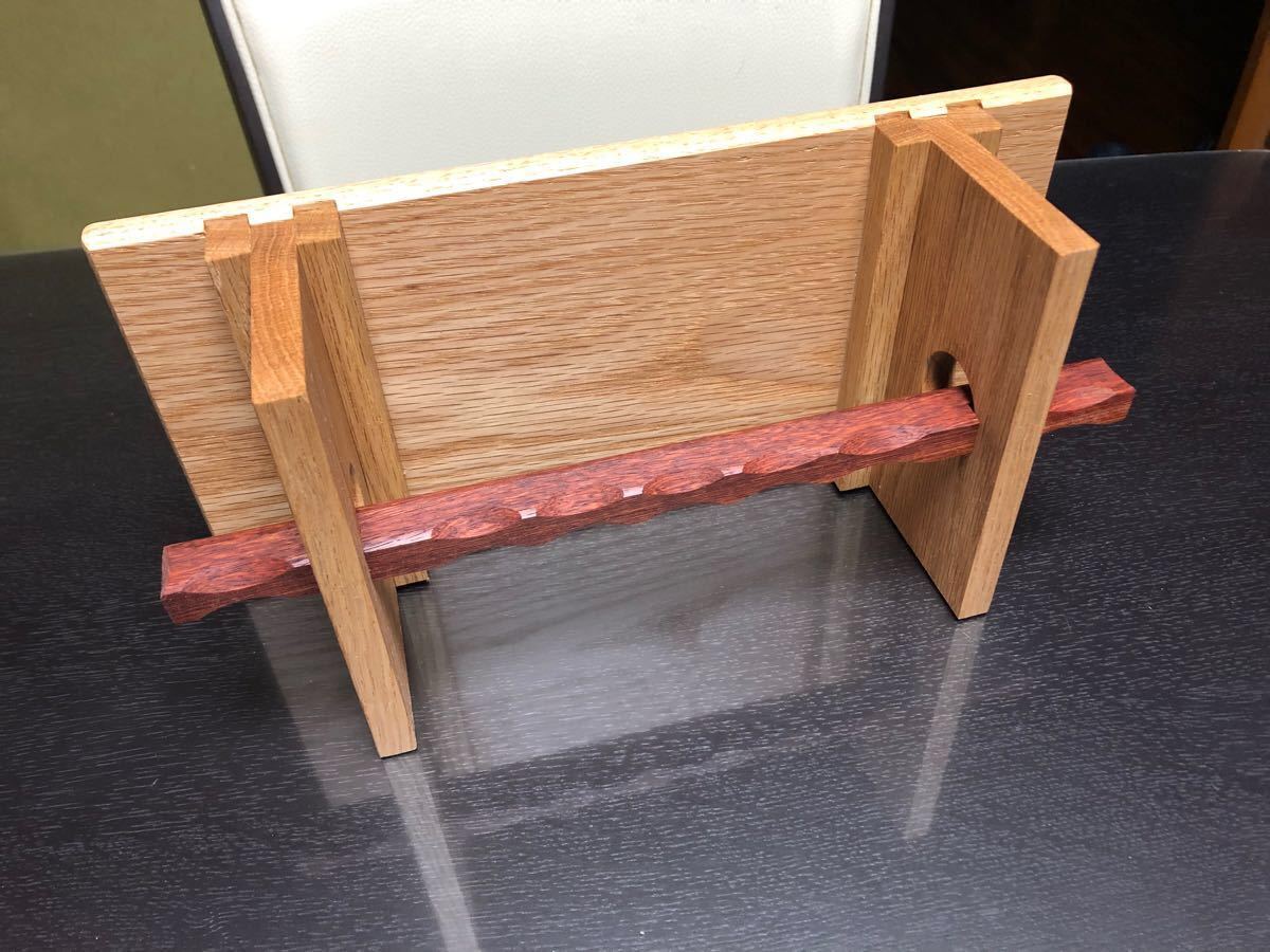 木製組み立てミニテーブル　　レッドオーク材　ハンドメイド　コンパクト