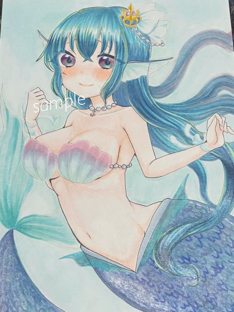 Yahoo!オークション - 人魚姫 オリジナル 手描きイラスト A4 Yahoo!オークション - 人魚姫 オリジナル 手描きイラスト A4