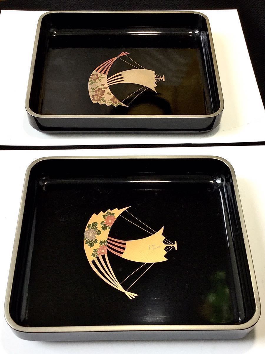 ◇時代物 八代*象彦 西村彦兵衛 優秀作品 扇船蒔絵 金封盆 *2枚 共箱付
